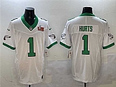 Men's Philadelphia Eagles #1 Jalen Hurts White 2025 Super Bowl LIX Patch F.U.S.E. Vapor Untouchable Limited Stitched Jersey,baseball caps,new era cap wholesale,wholesale hats
